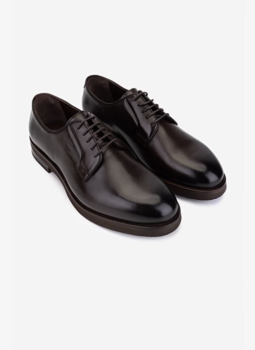 Valmenti Erkek Hakiki Deri Kahverengi Klasik Ayakkabı - Görsel 3