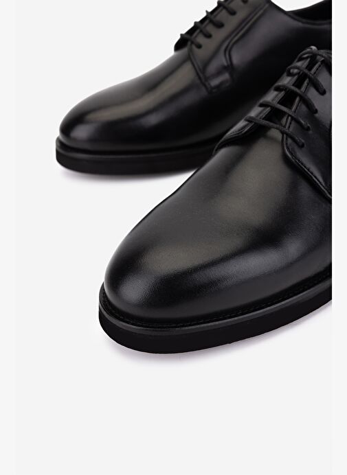 Valmenti Erkek Hakiki Deri Siyah Klasik Ayakkabı - Görsel 4