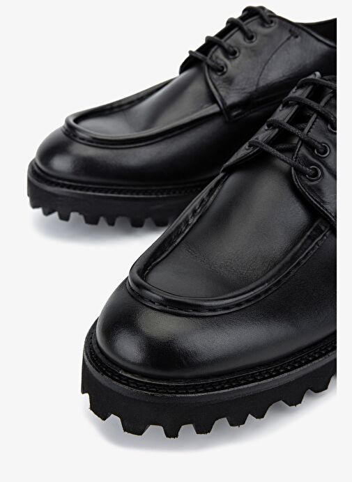 Valmenti Erkek Hakiki Deri Siyah Casual Ayakkabı - Görsel 4