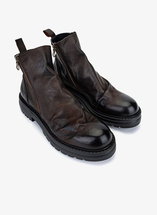 Valmenti Erkek Hakiki Deri Kahverengi Casual Bot - Görsel 3