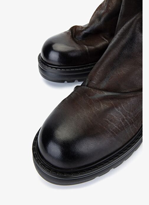 Valmenti Erkek Hakiki Deri Kahverengi Casual Bot - Görsel 4