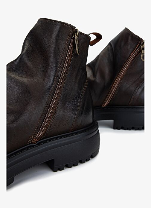 Valmenti Erkek Hakiki Deri Kahverengi Casual Bot - Görsel 5