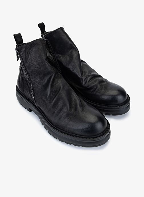 Valmenti Erkek Hakiki Deri Siyah Casual Bot - Görsel 3