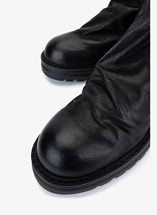 Valmenti Erkek Hakiki Deri Siyah Casual Bot - Görsel 4