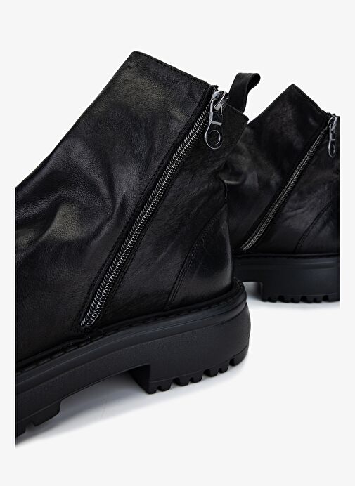 Valmenti Erkek Hakiki Deri Siyah Casual Bot - Görsel 5