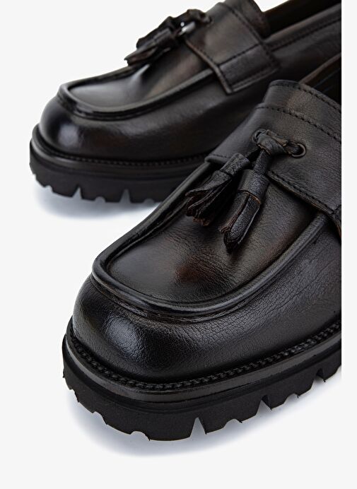 Valmenti Erkek Hakiki Deri Kahverengi Makosen Ayakkabı - Görsel 4