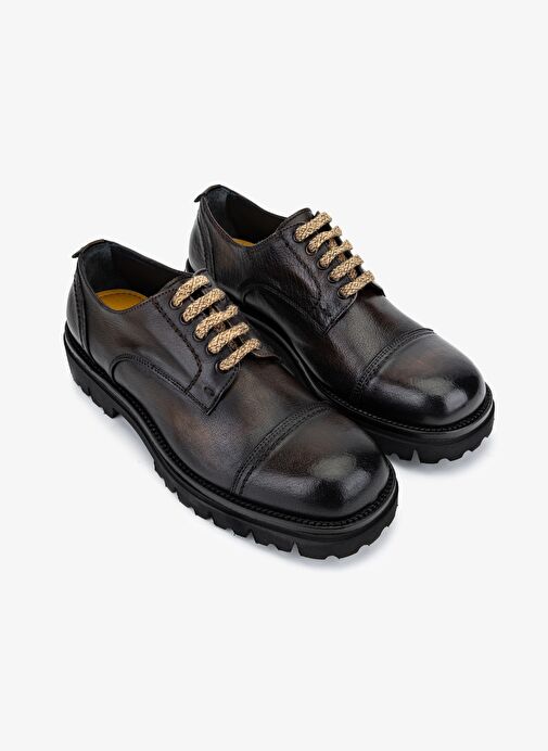 Valmenti Erkek Hakiki Deri Kahverengi Casual Ayakkabı - Görsel 3