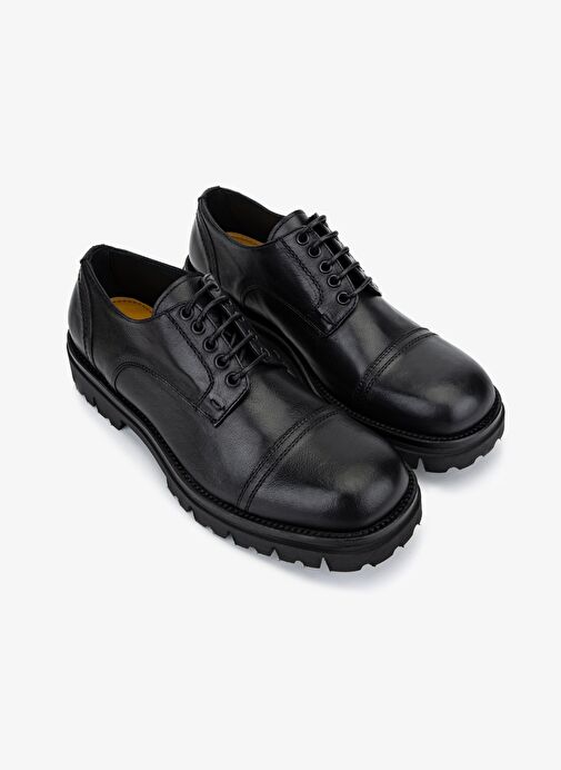 Valmenti Erkek Hakiki Deri Siyah Casual Ayakkabı - Görsel 3