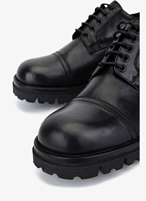 Valmenti Erkek Hakiki Deri Siyah Casual Ayakkabı - Görsel 4