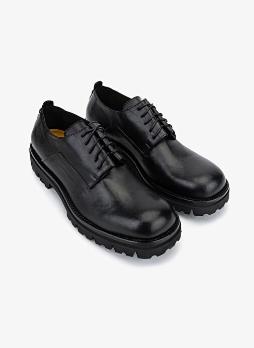 Valmenti Erkek Hakiki Deri Siyah Casual Ayakkabı - Görsel 3