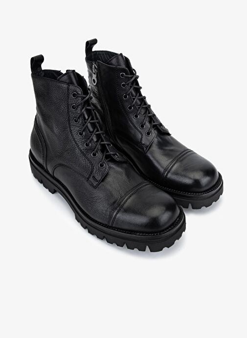 Valmenti Erkek Hakiki Deri Siyah Casual Bot - Görsel 3