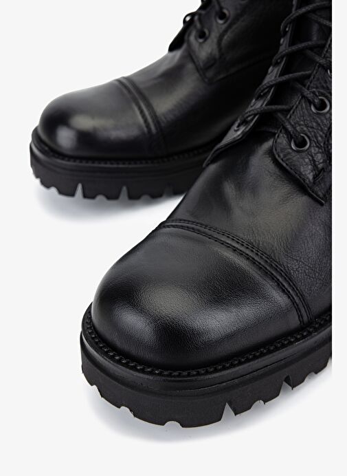 Valmenti Erkek Hakiki Deri Siyah Casual Bot - Görsel 4