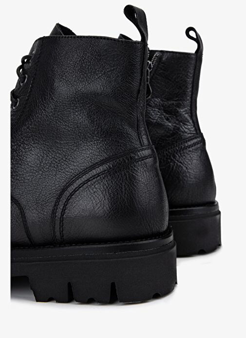 Valmenti Erkek Hakiki Deri Siyah Casual Bot - Görsel 6