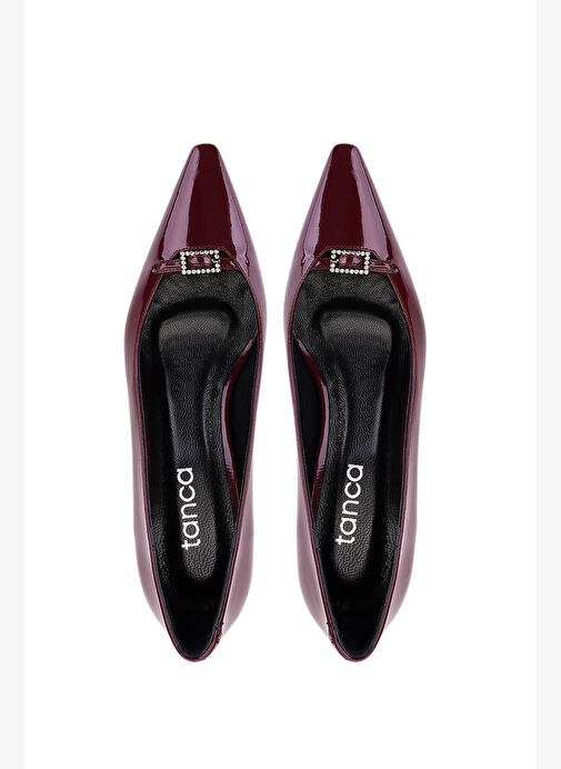 Tamer Tanca Kadın Suni Deri Bordo Rugan Topuklu Ayakkabı - Görsel 6