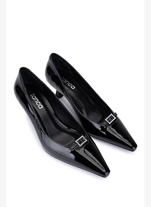 Tamer Tanca Kadın Suni Deri Siyah Rugan Topuklu Ayakkabı - Görsel 3