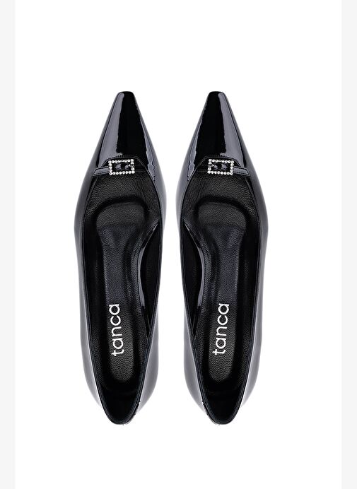 Tamer Tanca Kadın Suni Deri Siyah Rugan Topuklu Ayakkabı - Görsel 6