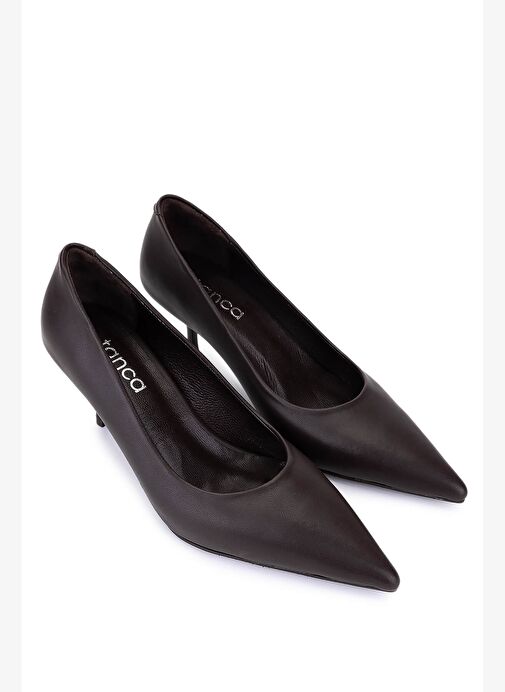 Tamer Tanca Kadın Suni Deri Kahverengi Topuklu Ayakkabı - Görsel 3