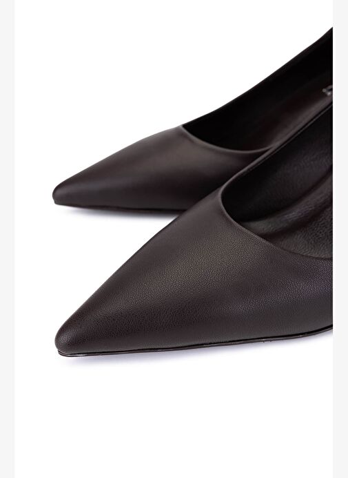 Tamer Tanca Kadın Suni Deri Kahverengi Topuklu Ayakkabı - Görsel 4