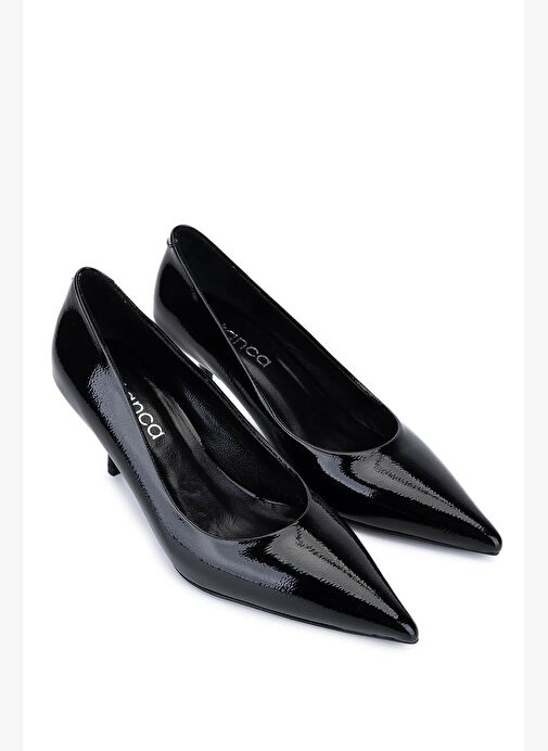 Tamer Tanca Kadın Suni Deri Siyah Rugan Topuklu Ayakkabı - Görsel 3