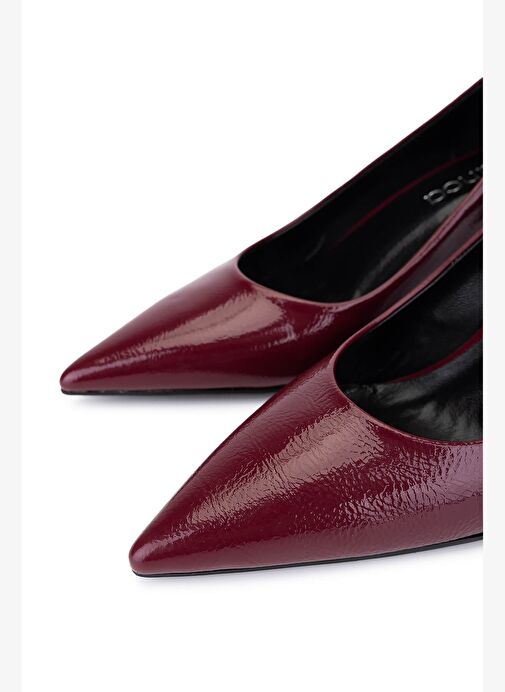 Tamer Tanca Kadın Suni Deri Bordo Rugan Topuklu Ayakkabı - Görsel 4