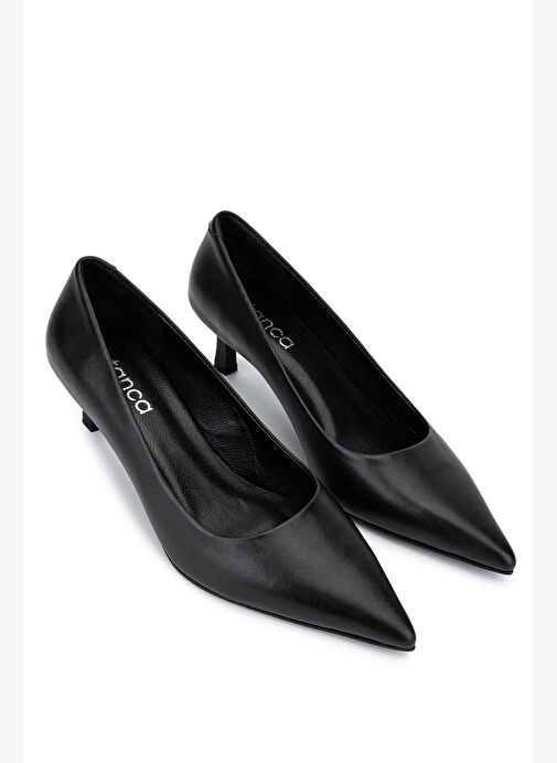 Tamer Tanca Kadın Hakiki Deri Siyah Deri Topuklu Ayakkabı - Görsel 4