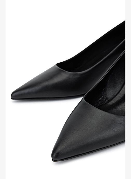 Tamer Tanca Kadın Hakiki Deri Siyah Deri Topuklu Ayakkabı - Görsel 8