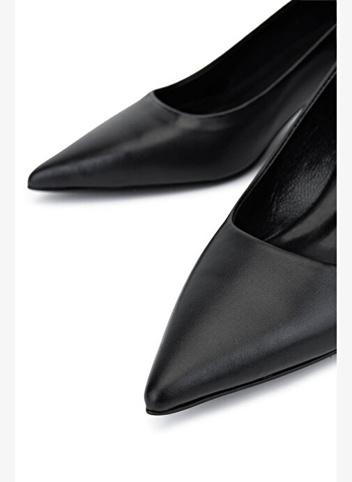 Tamer Tanca Kadın Hakiki Deri Siyah Deri Topuklu Ayakkabı - Görsel 9