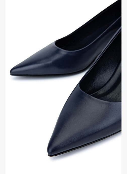 Tamer Tanca Kadın Hakiki Deri Lacivert Topuklu Ayakkabı - Görsel 5