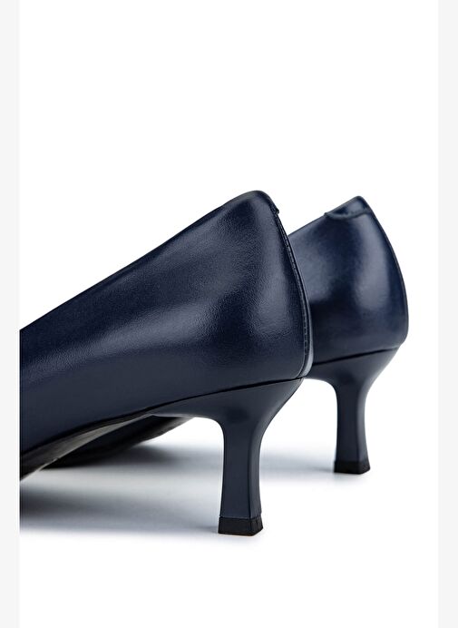 Tamer Tanca Kadın Hakiki Deri Lacivert Topuklu Ayakkabı - Görsel 6