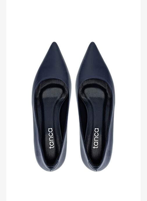 Tamer Tanca Kadın Hakiki Deri Lacivert Topuklu Ayakkabı - Görsel 7