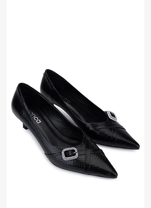 Tamer Tanca Kadın Suni Deri Siyah Topuklu Ayakkabı - Görsel 3