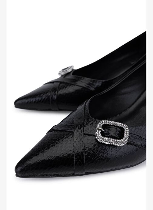 Tamer Tanca Kadın Suni Deri Siyah Topuklu Ayakkabı - Görsel 4