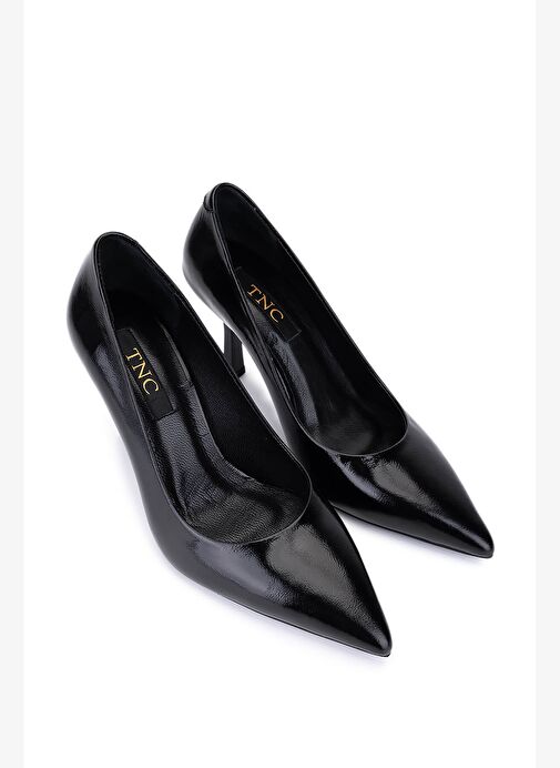 Tamer Tanca Kadın Hakiki Deri Siyah Rugan Topuklu Ayakkabı - Görsel 3