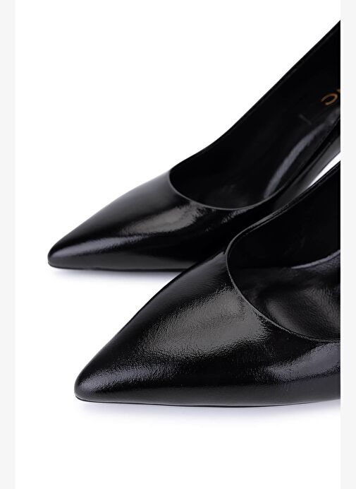 Tamer Tanca Kadın Hakiki Deri Siyah Rugan Topuklu Ayakkabı - Görsel 4