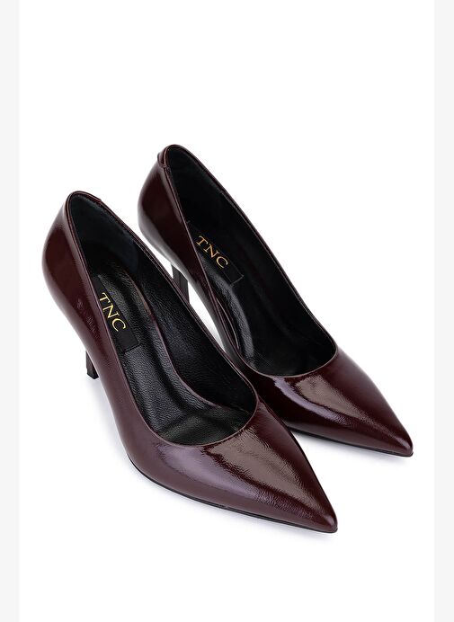 Tamer Tanca Kadın Hakiki Deri Bordo Rugan Topuklu Ayakkabı - Görsel 3