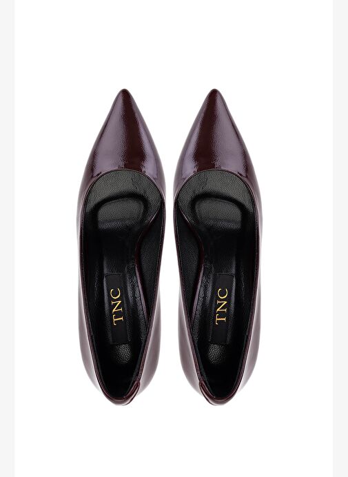 Tamer Tanca Kadın Hakiki Deri Bordo Rugan Topuklu Ayakkabı - Görsel 6