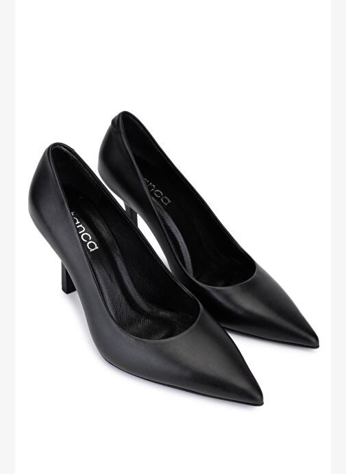 Tamer Tanca Kadın Hakiki Deri Siyah Deri Topuklu Ayakkabı - Görsel 3