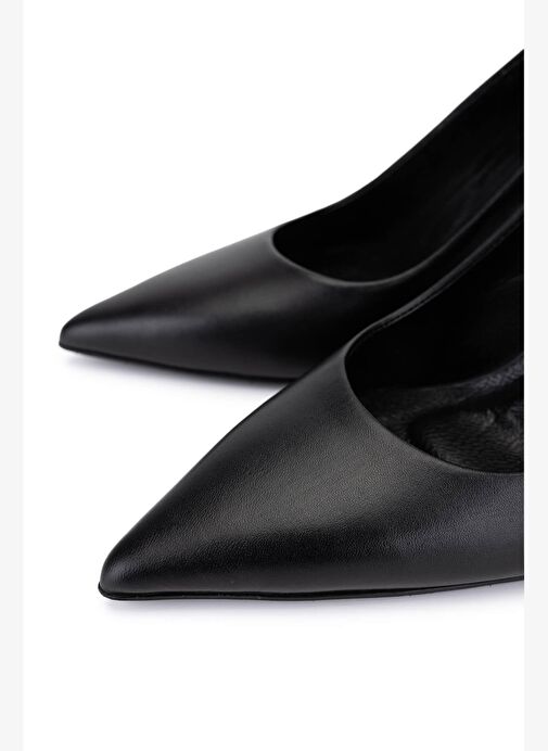 Tamer Tanca Kadın Hakiki Deri Siyah Deri Topuklu Ayakkabı - Görsel 4