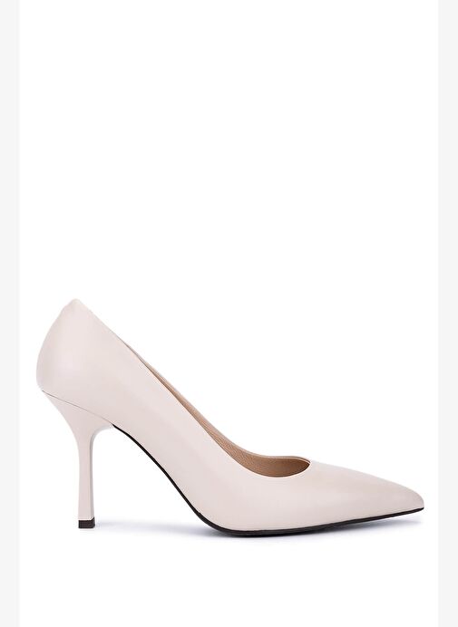 Tamer Tanca Kadın Hakiki Deri Bej Topuklu Ayakkabı - Görsel 2