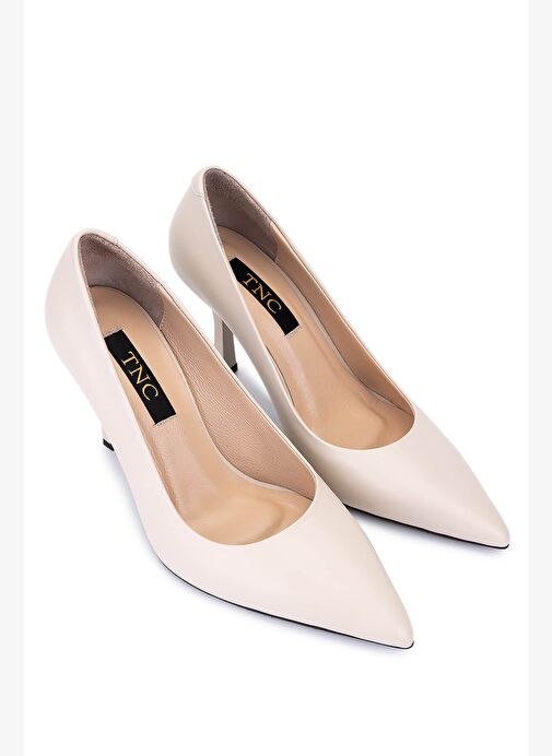 Tamer Tanca Kadın Hakiki Deri Bej Topuklu Ayakkabı - Görsel 3