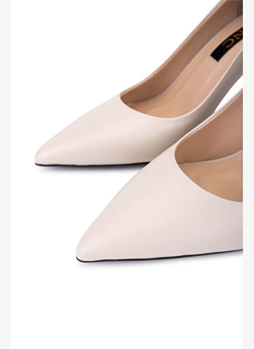 Tamer Tanca Kadın Hakiki Deri Bej Topuklu Ayakkabı - Görsel 4