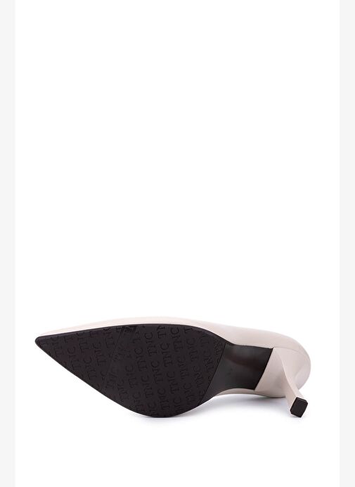 Tamer Tanca Kadın Hakiki Deri Bej Topuklu Ayakkabı - Görsel 5