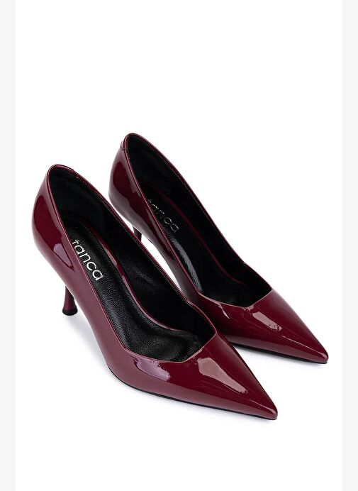 Tamer Tanca Kadın Bordo Rugan Topuklu Ayakkabı - Görsel 3