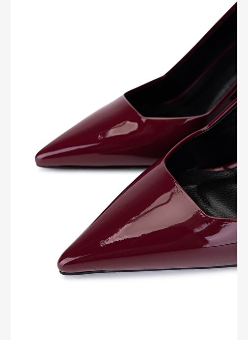 Tamer Tanca Kadın Bordo Rugan Topuklu Ayakkabı - Görsel 4