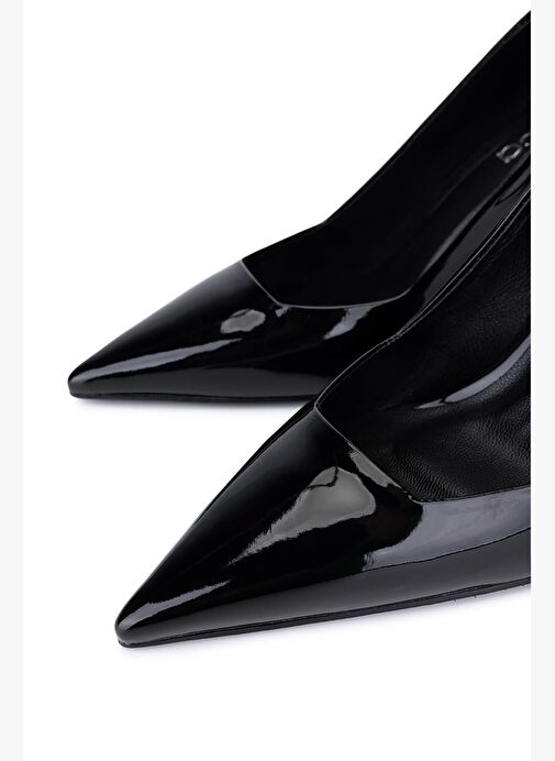 Tamer Tanca Kadın Siyah Rugan Topuklu Ayakkabı - Görsel 4