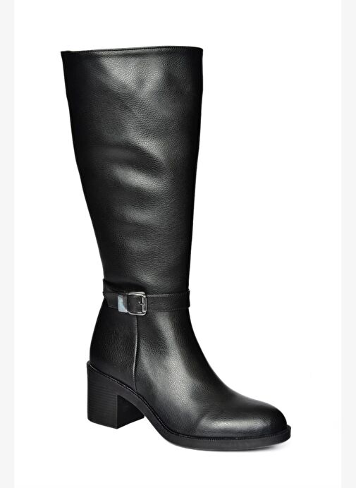 R404804809 Siyah Alçak Topuklu Kadın Çizme - Görsel 7