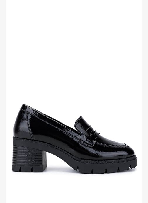 Tamer Tanca Kadın Hakiki Deri Siyah Rugan Topuklu Ayakkabı - Görsel 2