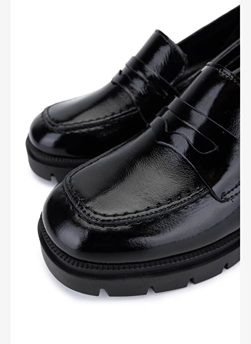 Tamer Tanca Kadın Hakiki Deri Siyah Rugan Topuklu Ayakkabı - Görsel 4