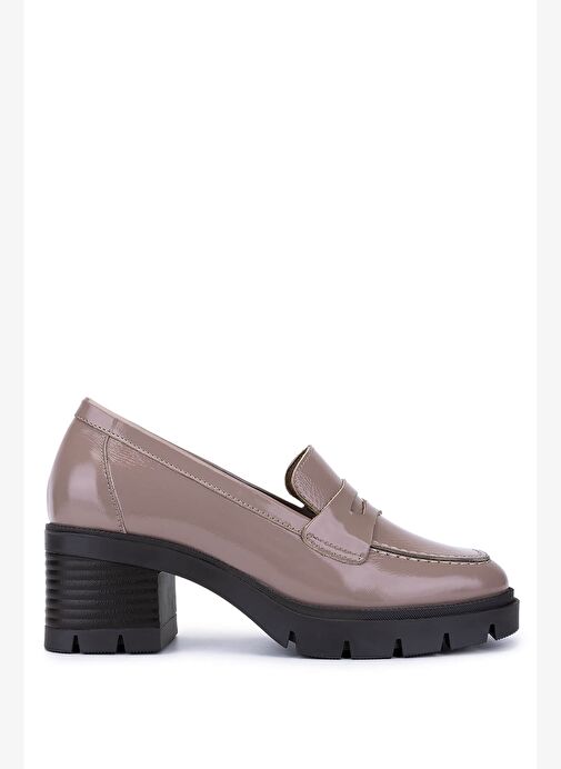 Tamer Tanca Kadın Hakiki Deri Bej Rugan Topuklu Ayakkabı - Görsel 2