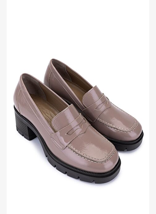 Tamer Tanca Kadın Hakiki Deri Bej Rugan Topuklu Ayakkabı - Görsel 3